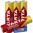 Baterii Varta Longlife Max Power, LR03, AAA, alcaline, 1.5 V, 4 bucati/set