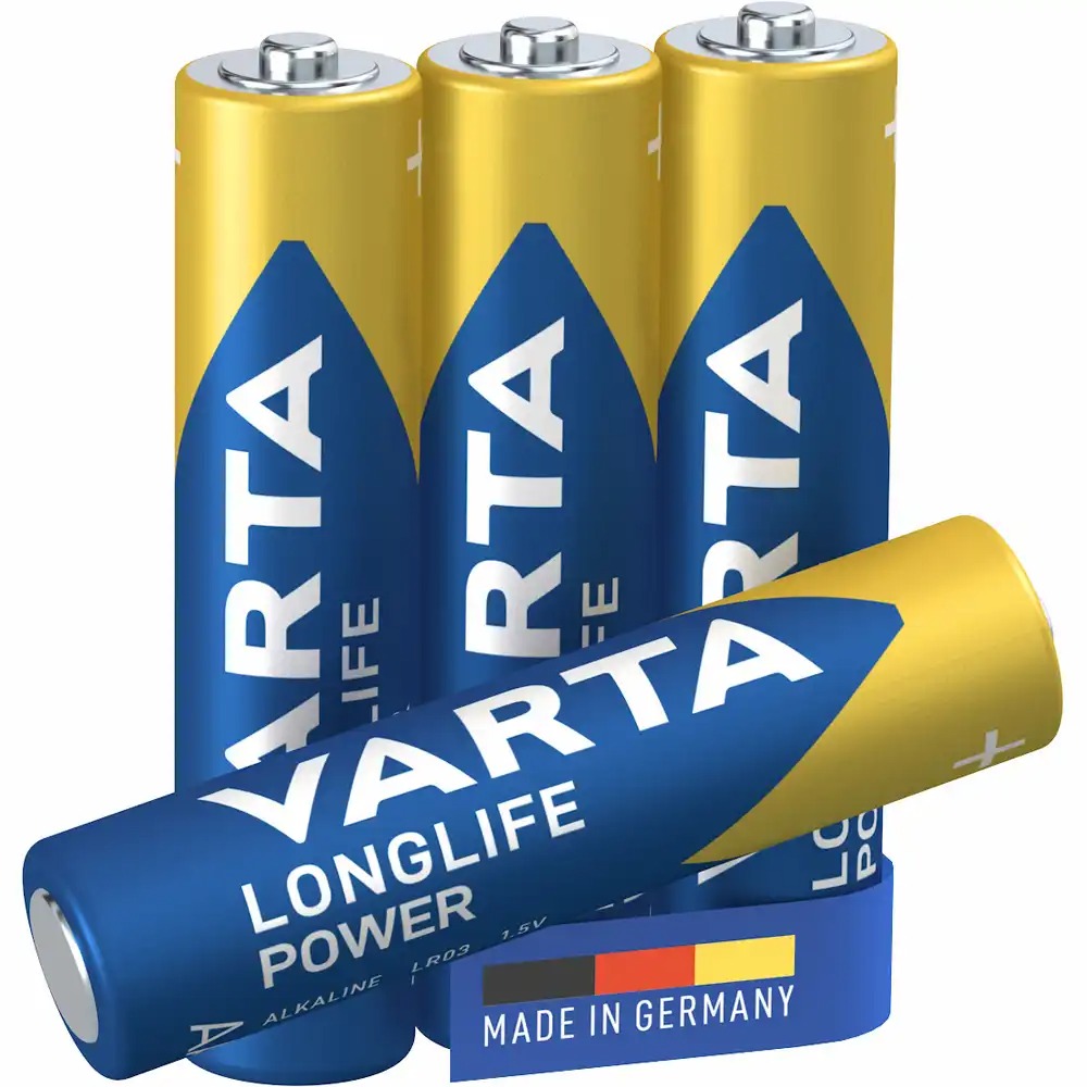 Baterii Varta Longlife Power LR03, AAA, alcaline, 1.5 V, 4 bucati/set