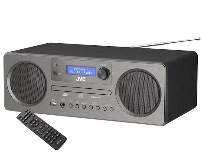 Mini Sistem Audio JVC RD-E861B-DAB, Bluetooth 5.0, CD, USB, DAB+/FM, Gri, 350x210x120mm