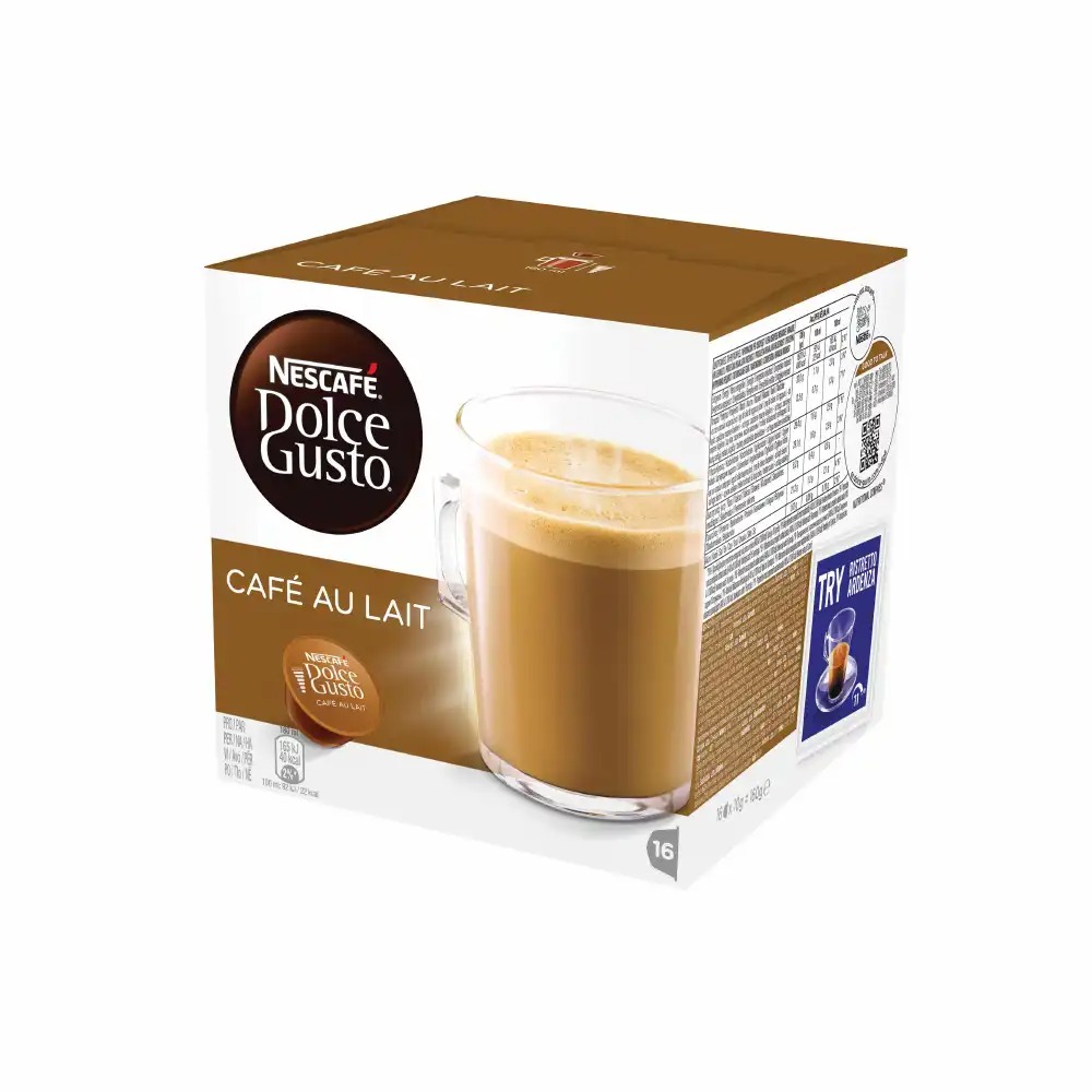 Capsule Nescafe Dolce Gusto Cafe Au Lait, 16 capsule - Cafea cu lapte cremoasa, rapida si delicioasa