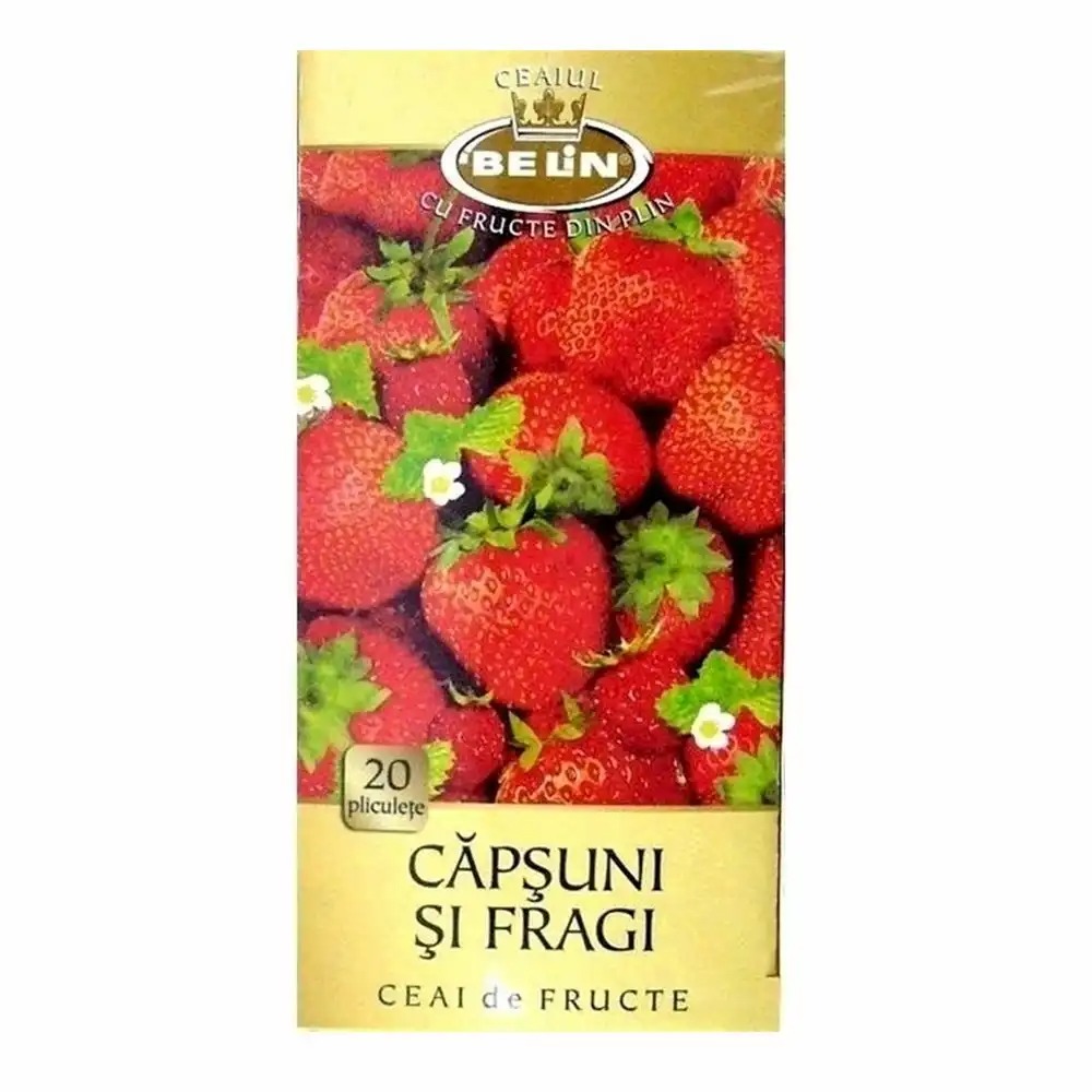 Ceai capsuni Belin, arome naturale, 20 plicuri/cutie, gust autentic