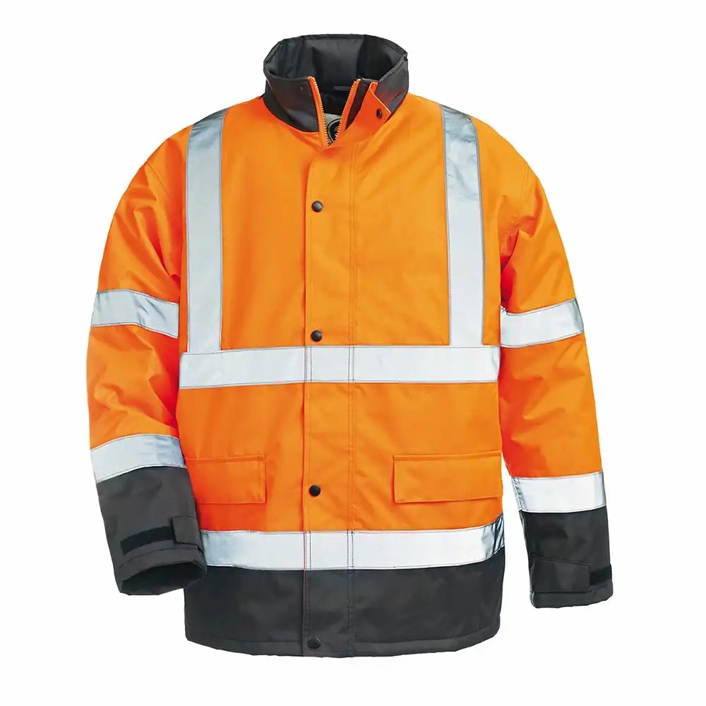 Jacheta impermeabila Sacla Hi-Viz, poliester 300D Oxford PU, XXL, portocaliu, rezistenta la uzura, cu benzi reflectorizante