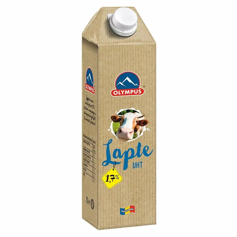 Lapte UHT Olympus, 1.7% grasime, 1 l - Procesare UHT, Continut Redus de Grasime, Ambalaj 1 Litru