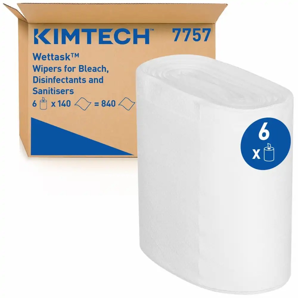 Lavete Kimberly-Clark KIMTECH Wettask DS Solventi, Alb, 140 Portii/Rola, 6 Role/Bax