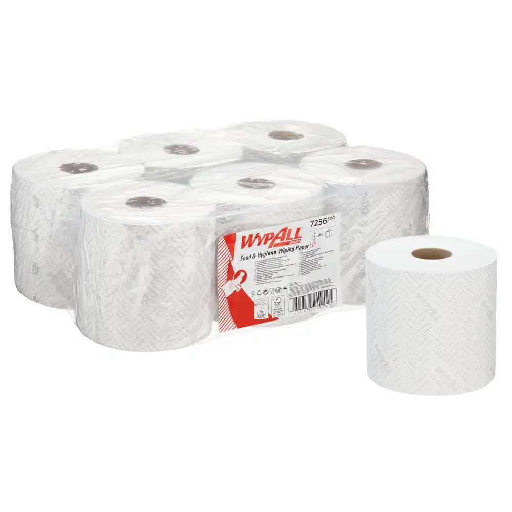 Lavete Kimberly-Clark WypAll L10, Albe, 1 Strat, 800 Portii, 304 m, 6 Role - Ideal pentru Stergeri Usoare, Pregatirea Alimentelor