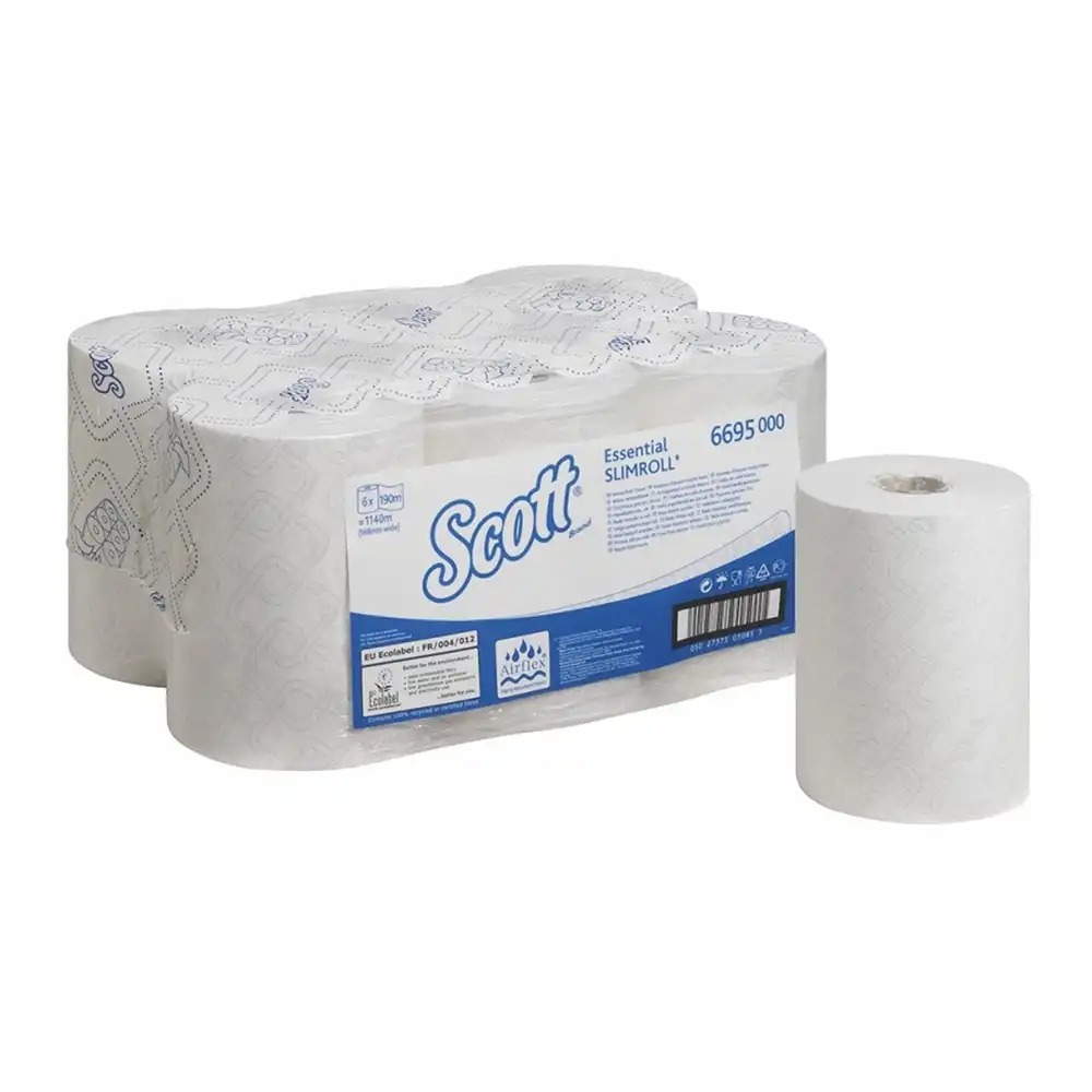 Rola prosoape Kimberly-Clark Scott Slim, alb, 190 m/rola, 6 role/bax, Airflex, Ecolabel, Igiena si Absorbtie Optime