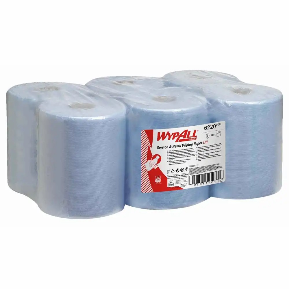 Rola lavete de hartie Kimberly-Clark WypAll, derulare centrala, albastra, 38 x 18 cm, 6 role/bax, igiena si absorbtie fiabile