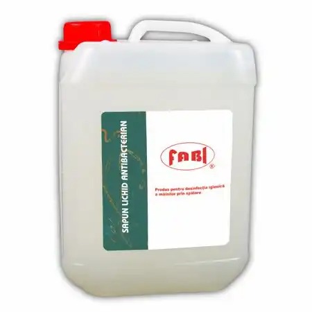 Sapun Lichid Antibacterian Fabi 5 l, Dezinfectant Puternic, Clorura de Benzalconiu 0,3%, Protectie Igienica