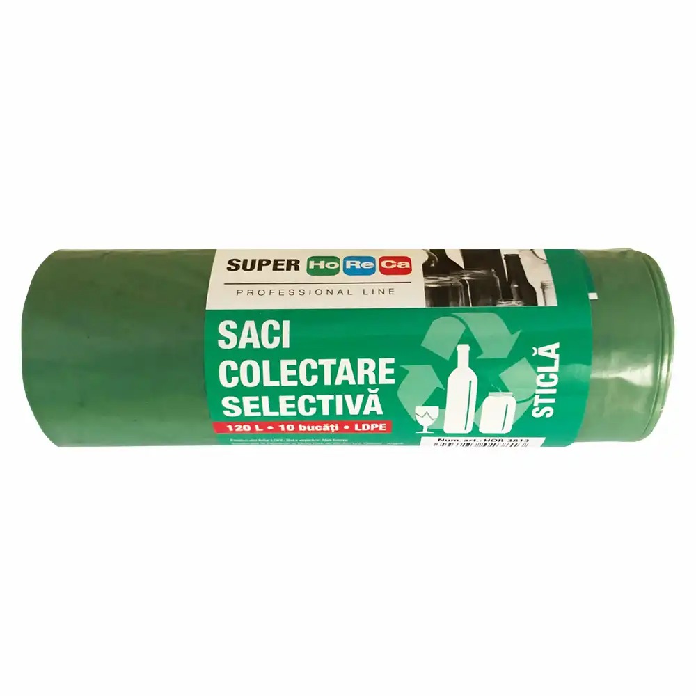 Saci menaj Horeca verzi LDPE 30 microni 110x70 cm 120 l 10 buc/set - Durabili si rezistenti - Economici - Set 10 bucati