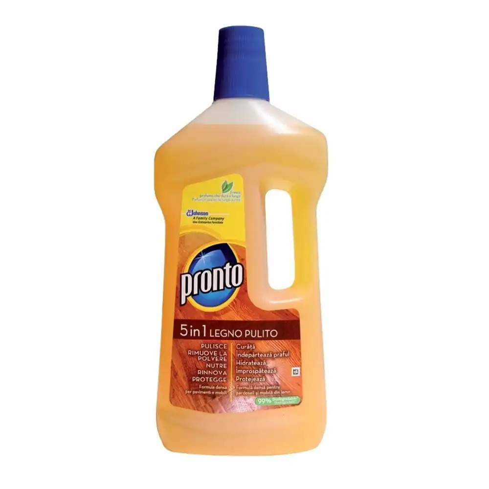 Detergent parchet Pronto Lemn Curat 750 ml, curatare delicata fara clatire, reda frumusetea naturala a lemnului