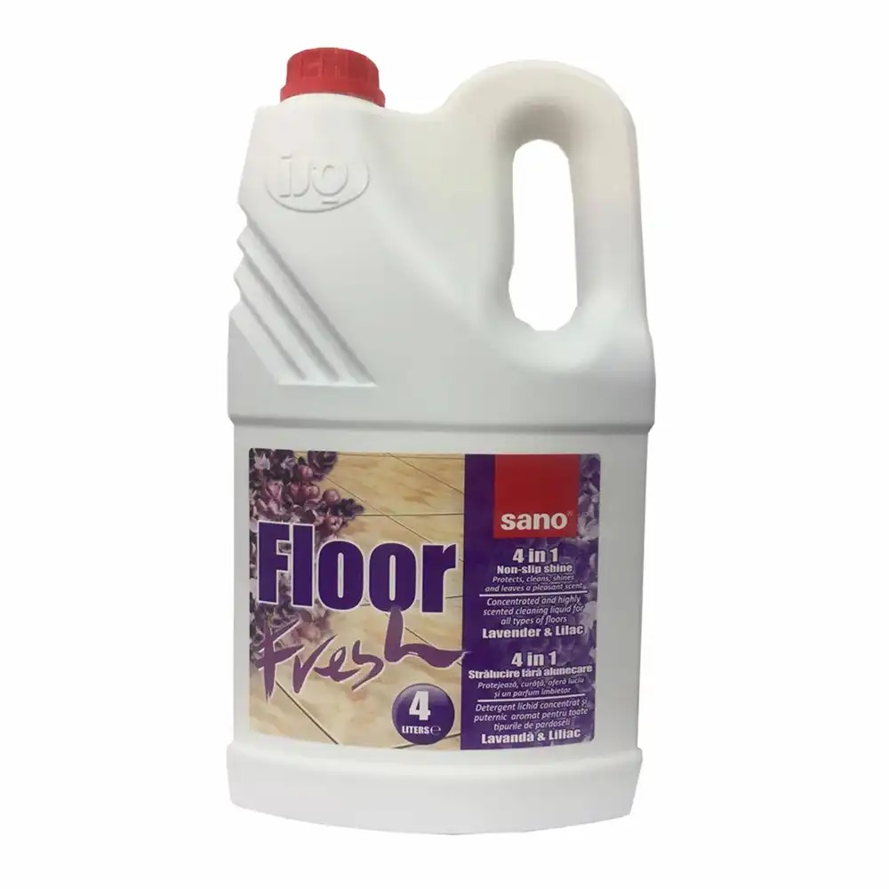 Detergent pardoseala Sano Floor Fresh Liliac 4 l, concentrat eficient, parfum puternic, protectie si stralucire