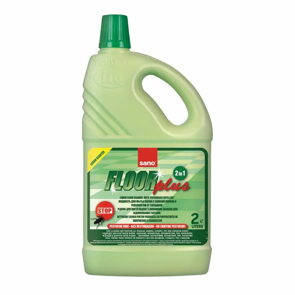 Detergent pardoseala Sano Floor Plus, 2 l, cu parfum de lamaie, fara insecticide - curatenie si siguranta garantate