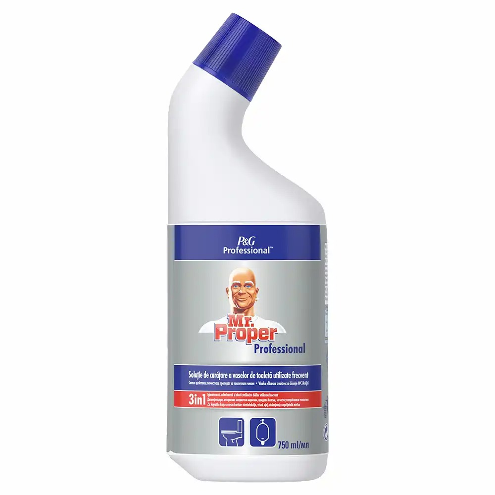 Gel curatare vas toaleta Mr Proper 3 in 1, 750 ml, actiune 3 in 1, viscozitate crescuta, parfumat