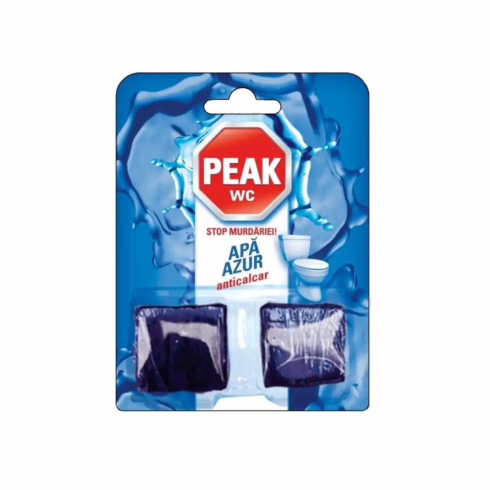 Peak Tablete pentru Toaleta, Curatare si Dezinfectare, 2 x 50 g, Culoare Albastra