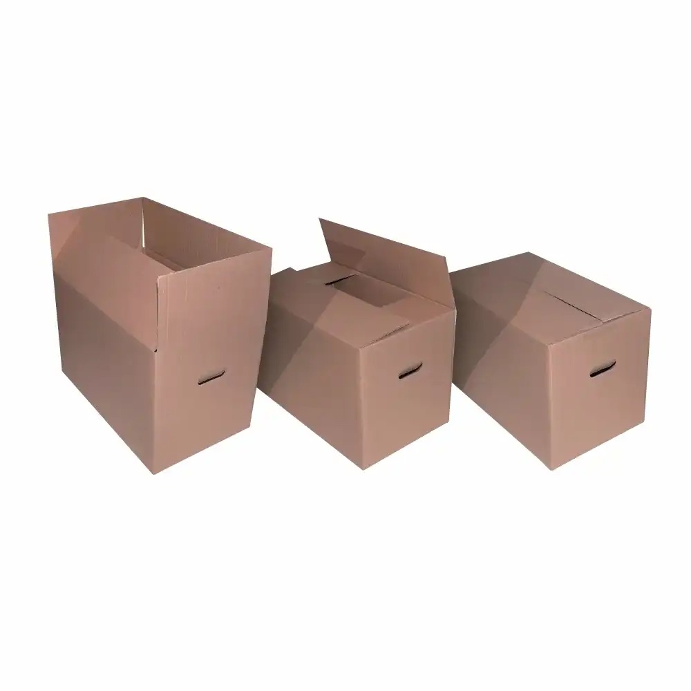 Cutii cu manere, 550 x 320 x 350 mm, 10 bucati/set, Carton 5 Straturi, Ideal pentru Depozitare si Arhivare