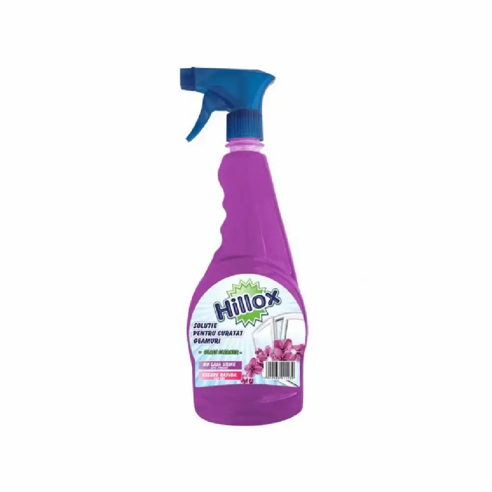 Detergent geam Hillox, 750 ml, uscare rapida si fara urme, miros placut, potrivit pentru suprafete vitrate