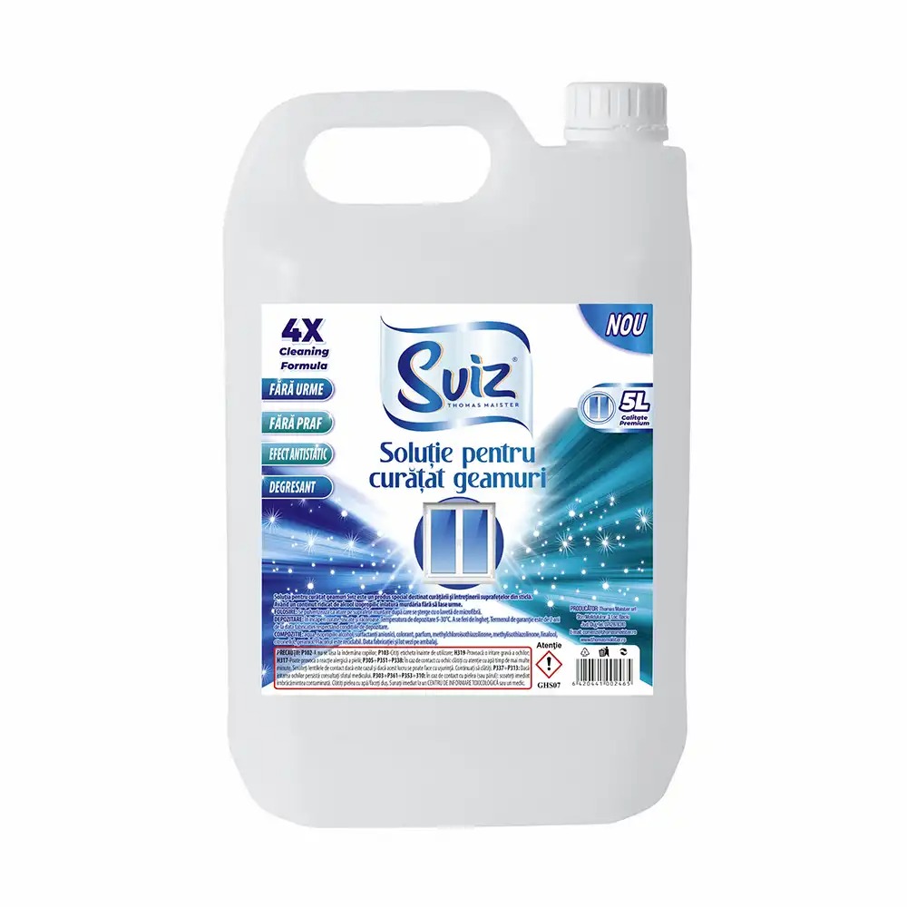 Detergent pentru spalat geamuri Glass Cleaner Thomas Maister, cu alcool, 5 litri - Curatare eficienta si rapida a geamurilor