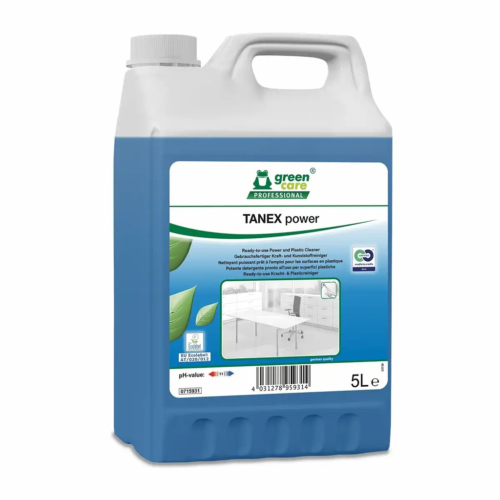 Detergent Tanex Power 5 L pentru curatare intensiva a suprafetelor sintetice, solventi solubili in apa, eficient in indepartarea grasimilor