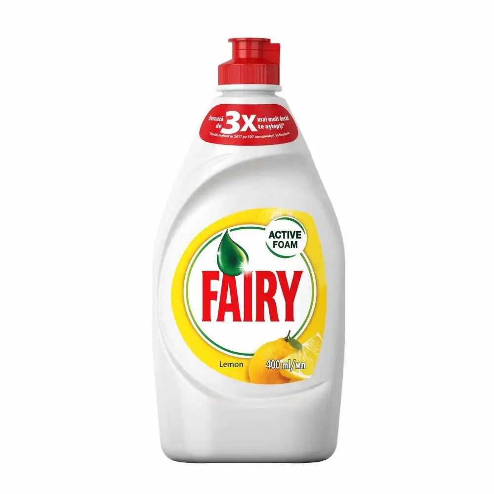 Detergent vase Fairy Lemon, 400 ml - Curatare eficienta a grasimii, spuma bogata, mentine vasele stralucitoare