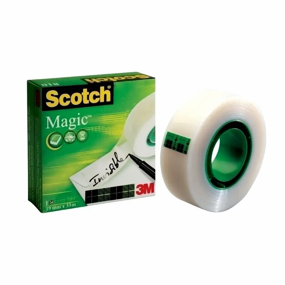 Banda adeziva Scotch Magic, 19 mm x 33 m, invizibila, usor de rupt, rezistenta la umiditate - Pentru birou si acasa