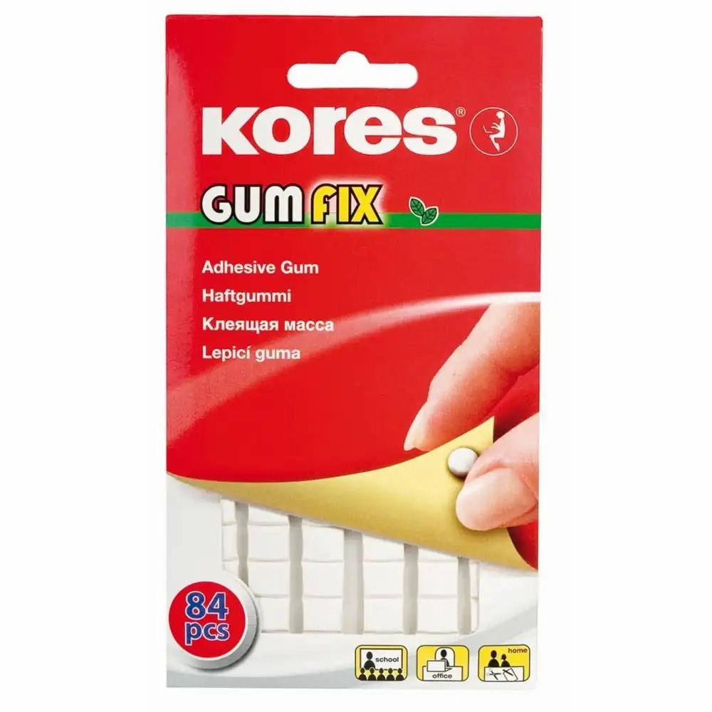 Pastile autoadezive Kores Gumfix, 50 g, 84 buc, reutilizabile, fara solvent