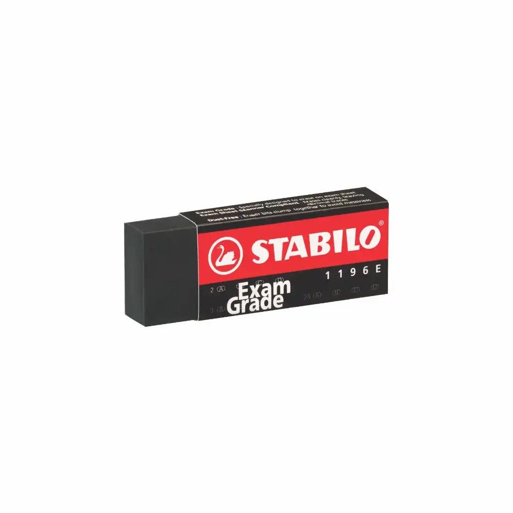 Radiera Stabilo Exam Grade 1196, Cautiune Sintetica, 62 x 22 x 11 mm, Moale si Elastica, Alb/Negru, Ideala pentru Examene