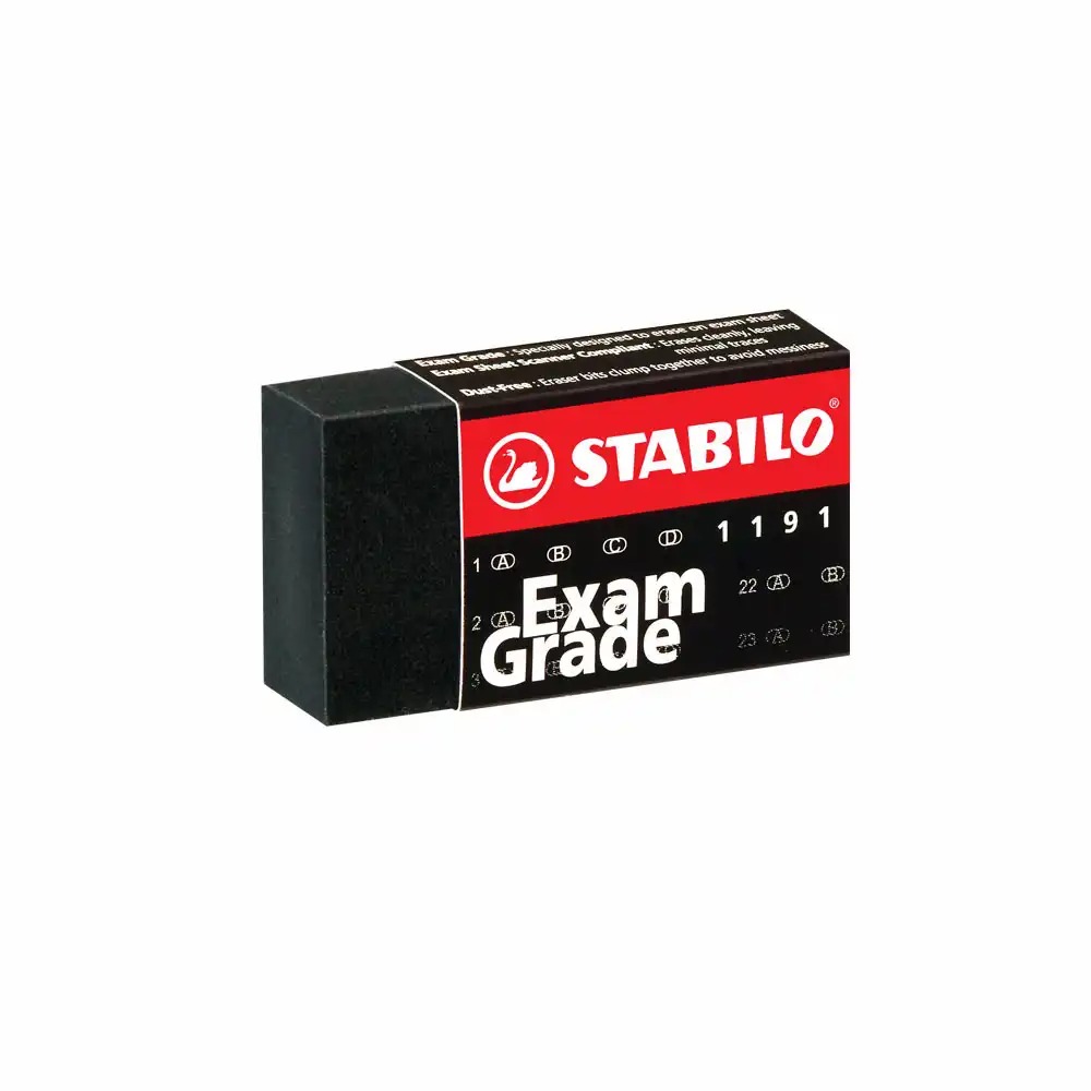 Radiera Stabilo Exam Grade 1191, Cauciuc Sintetic, 40 x 22 x 11 mm, Moale si Elastica, Negru/Alb, Ideala pentru Examene