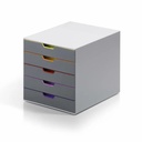 Organizator cu sertare Durable Varicolor, 5 sertare, Constructie Durabila, Sertare Colorate, Etichetare Usoara, Dimensiuni Optime