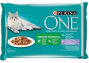 Hrana umeda Purina One, Multipack, Mini, Ton/Vitel/Legume, 4x85 g